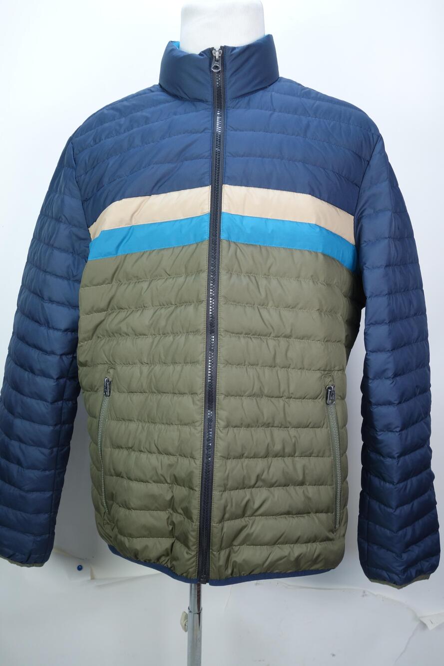 Brooks Brothers Jacket Mens XL Blue Green Striped Down Puffer Full Zip Outdoor
